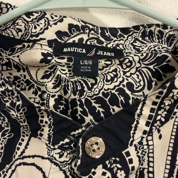 Nautica Jeans Navy and Cream Paisley Dress - Picture 3 of 6